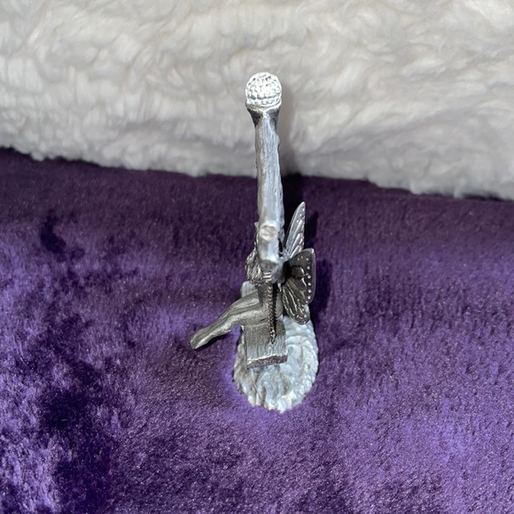 Vintage Pewter Spoontiques Fairy on Swing with Crystal Ball. - Picture 4 of 5